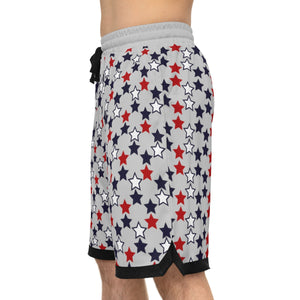 slate grey star print basketball shorts for men