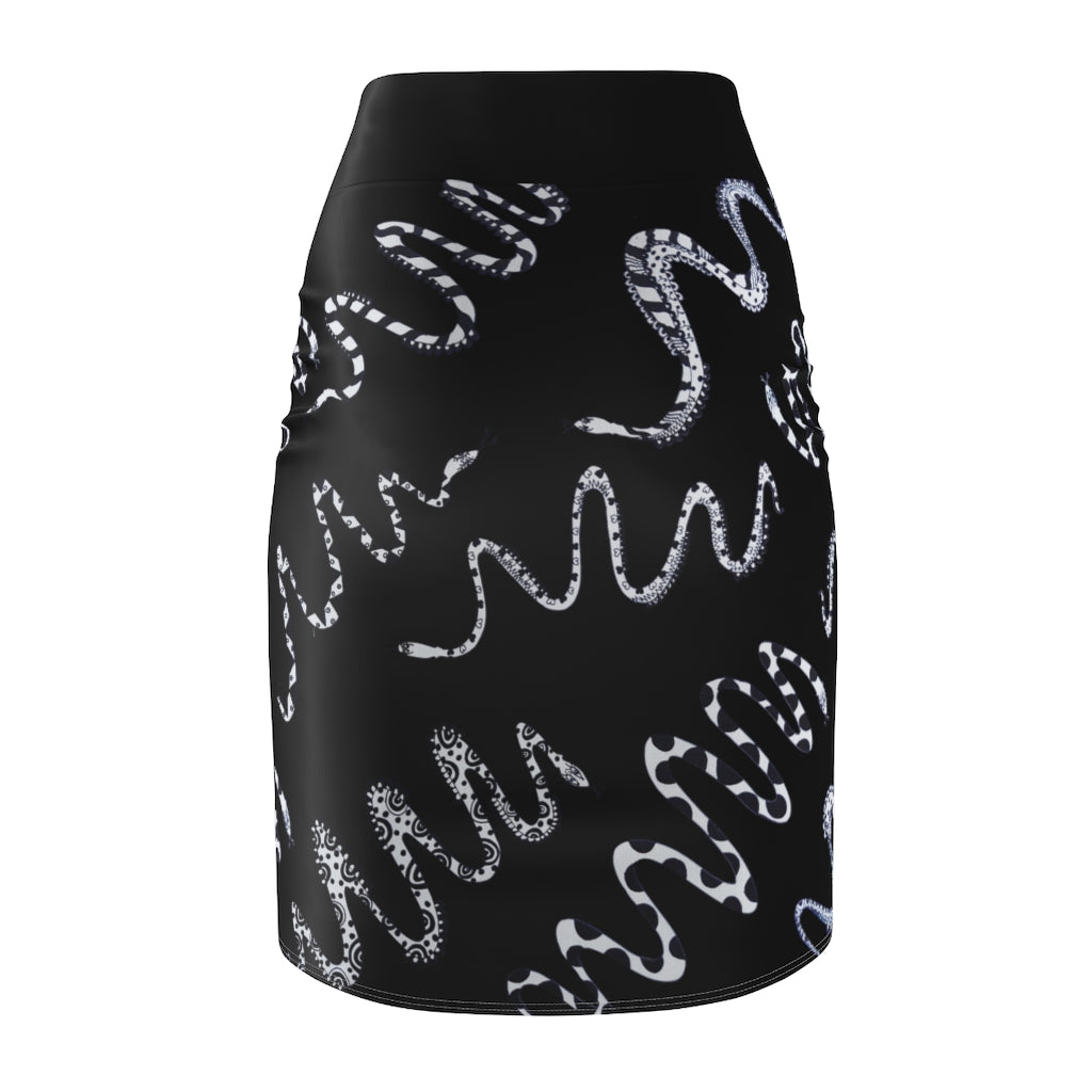 Black Snake Den Print Pencil Skirt