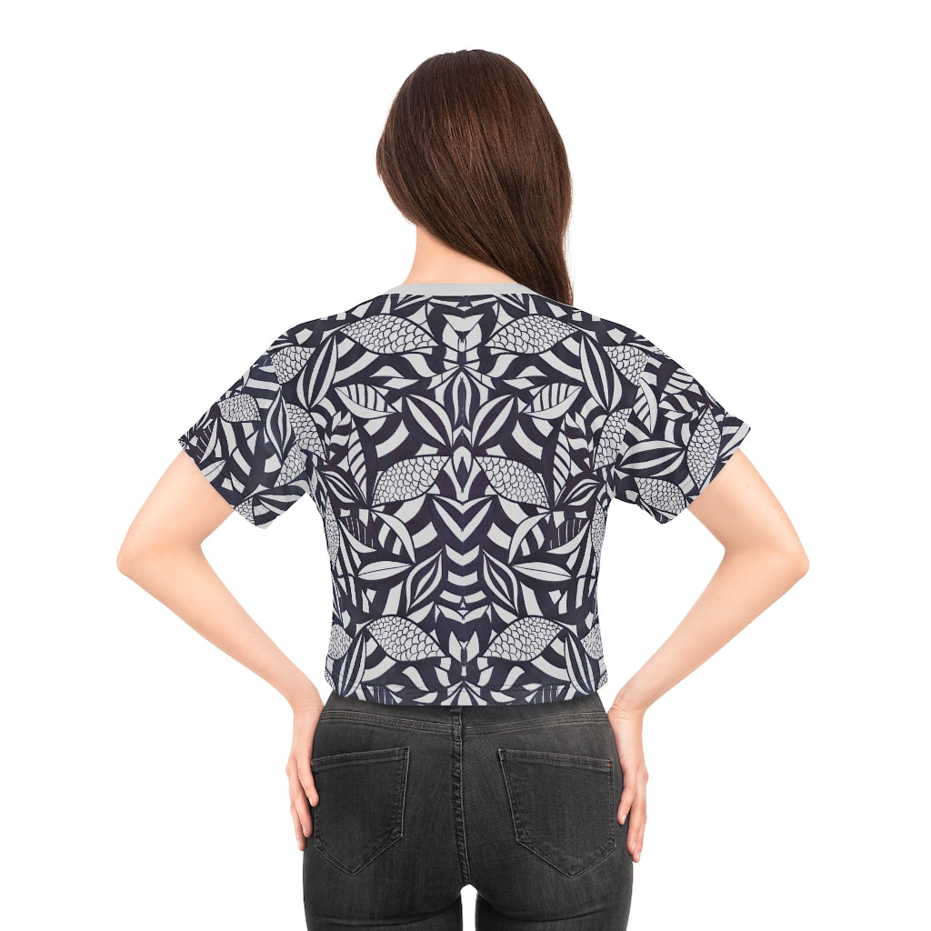 Slate Tropical Minimalist AOP Crop Tee