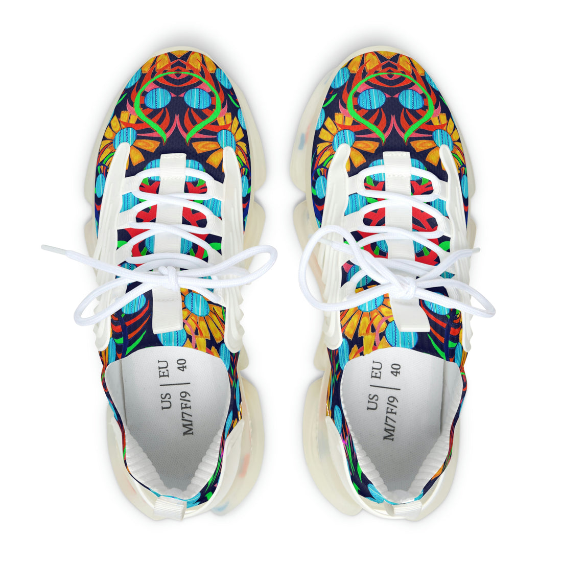 Ink Sunflower Printed OTT Women's Mesh Knit Sneakers