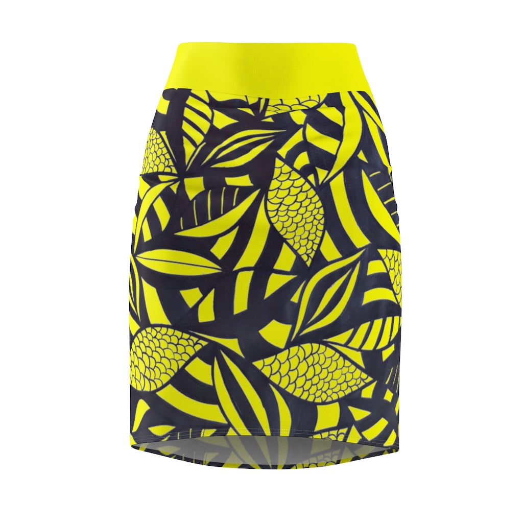 Tropical Minimalist Canary Pencil Skirt