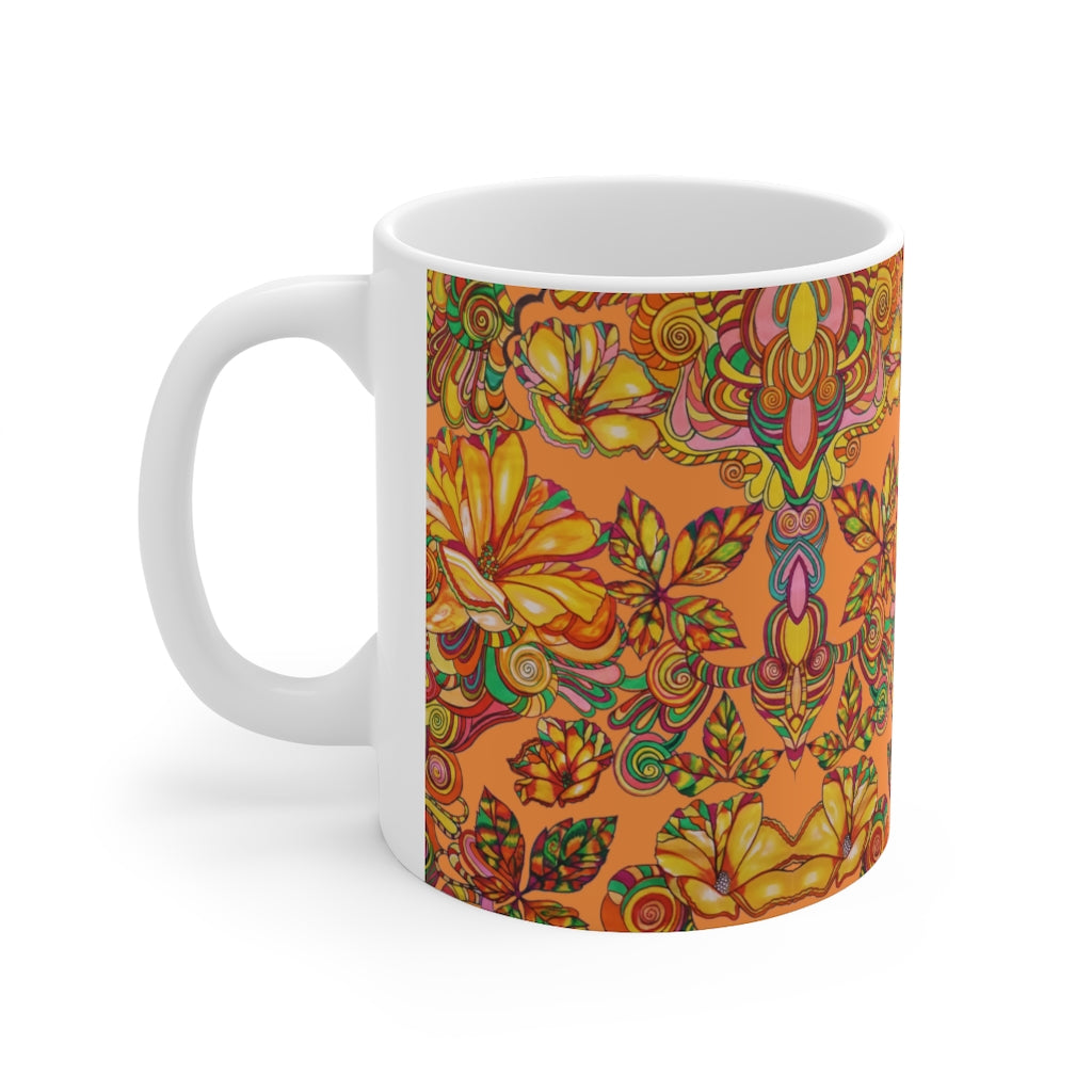 Artsy Florals Peach Mug 11oz