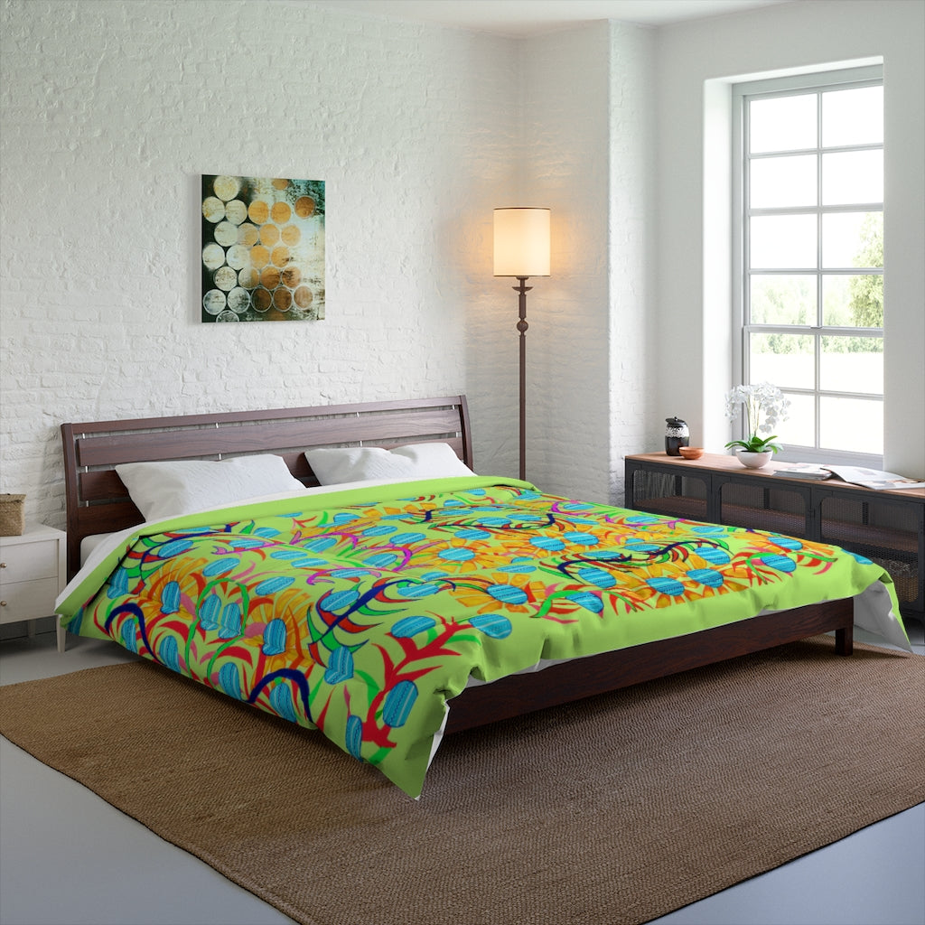 Sunflower Bloom Lime Comforter