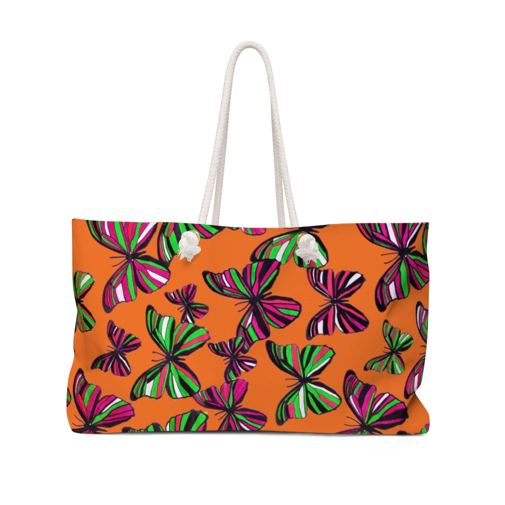 Butterflies Orange Weekender Bag