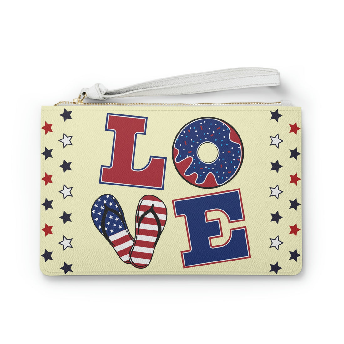 Cream American Love Clutch Bag