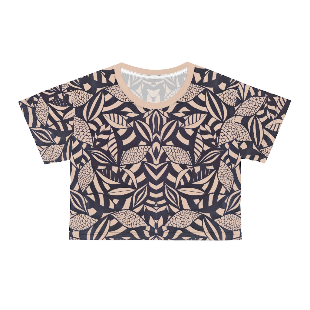 nude tropical print crop t-shirt