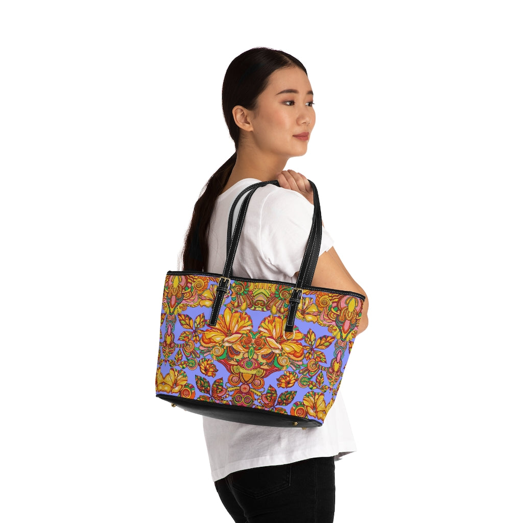 very peri floral print tote bag