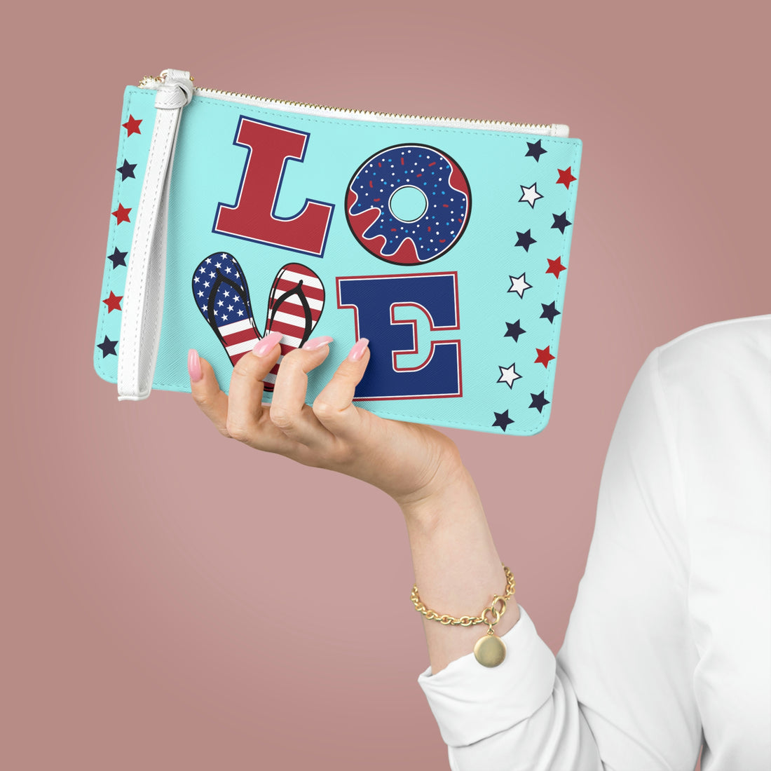 Icy Blue American Love Clutch Bag