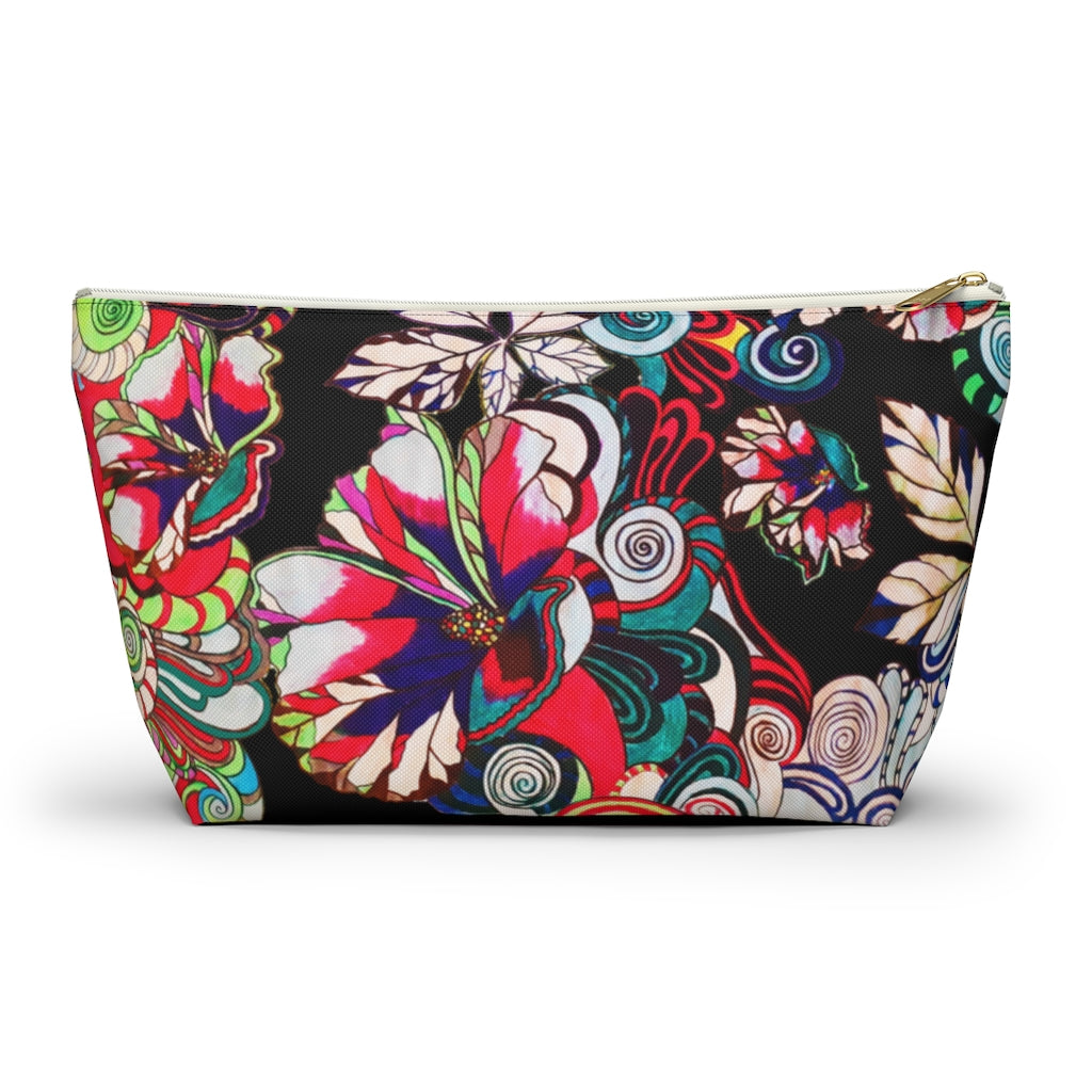 Floral Pop Black Accessory Pouch