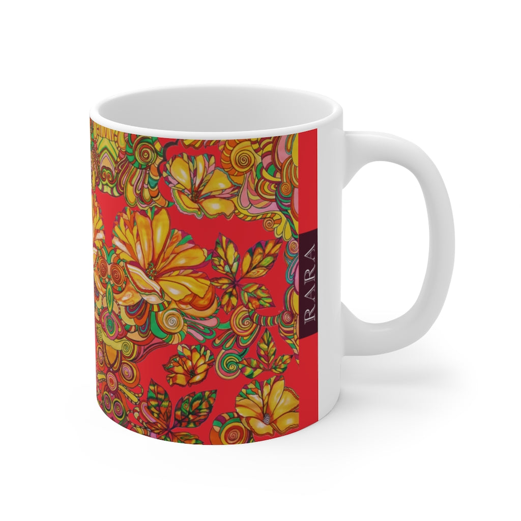 Artsy Florals Red Mug 11oz