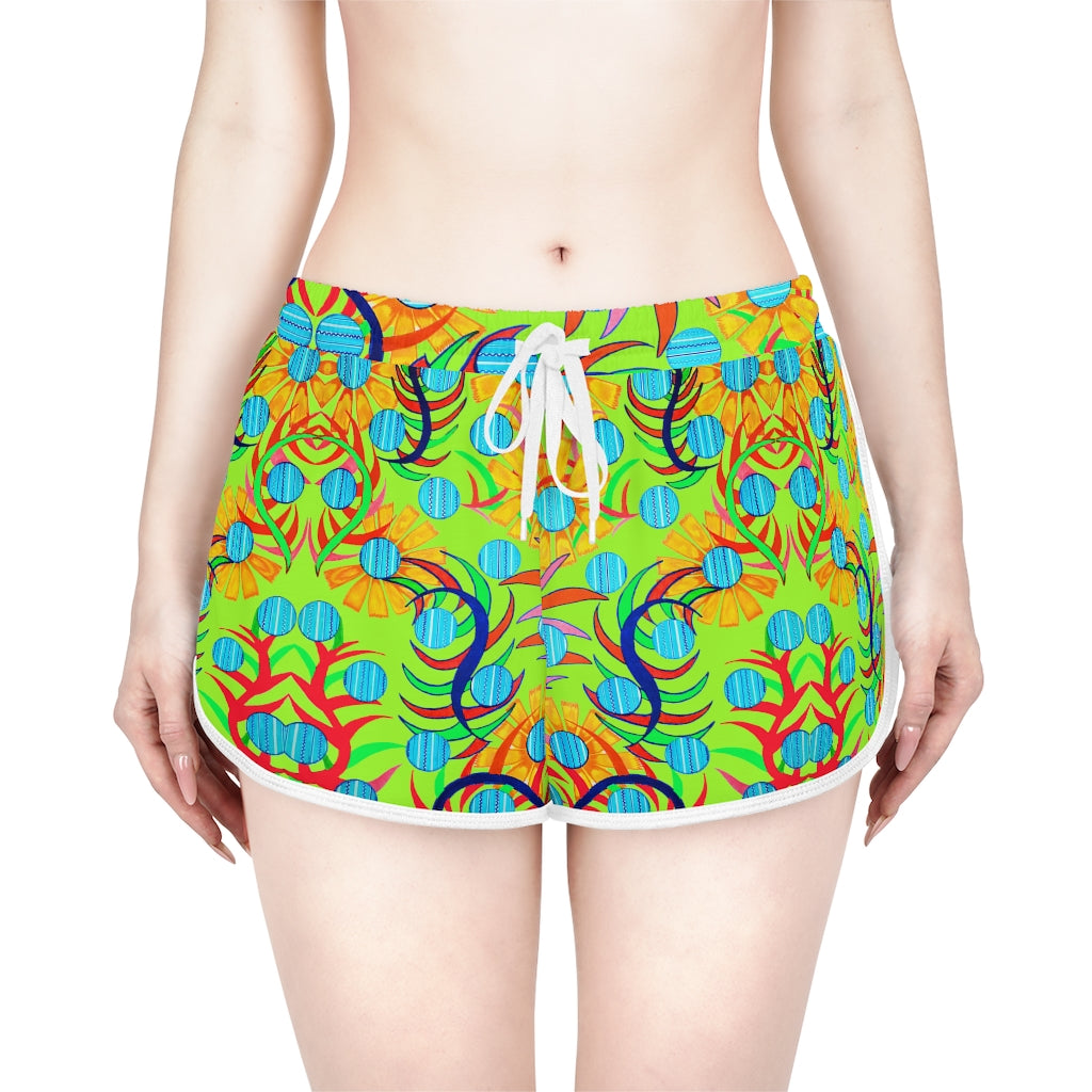 Lime Green Sunflower Relaxed Shorts