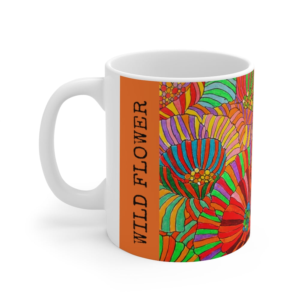 Wild Flower Orange Ceramic Mug 11oz