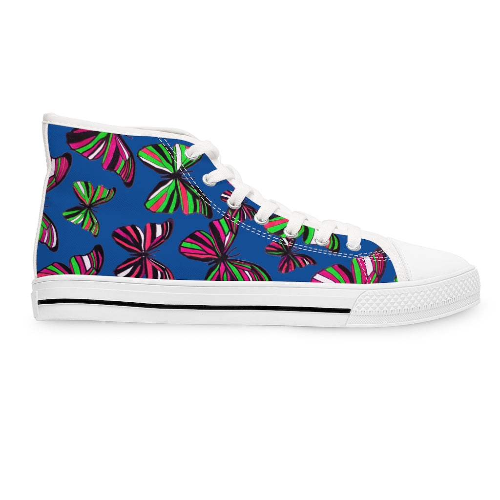 Royal Blue Butterflies Women's High Top Sneakers