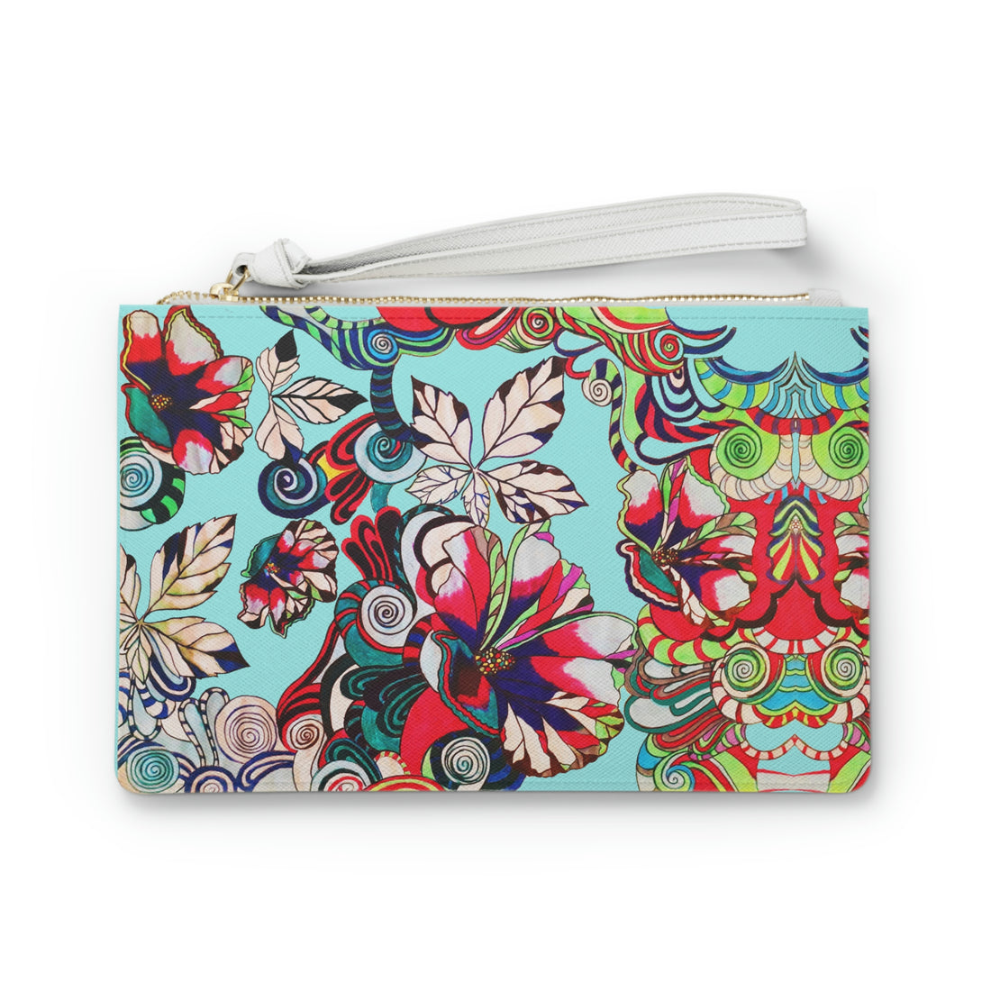 Icy Blue Floral Pop Clutch Bag