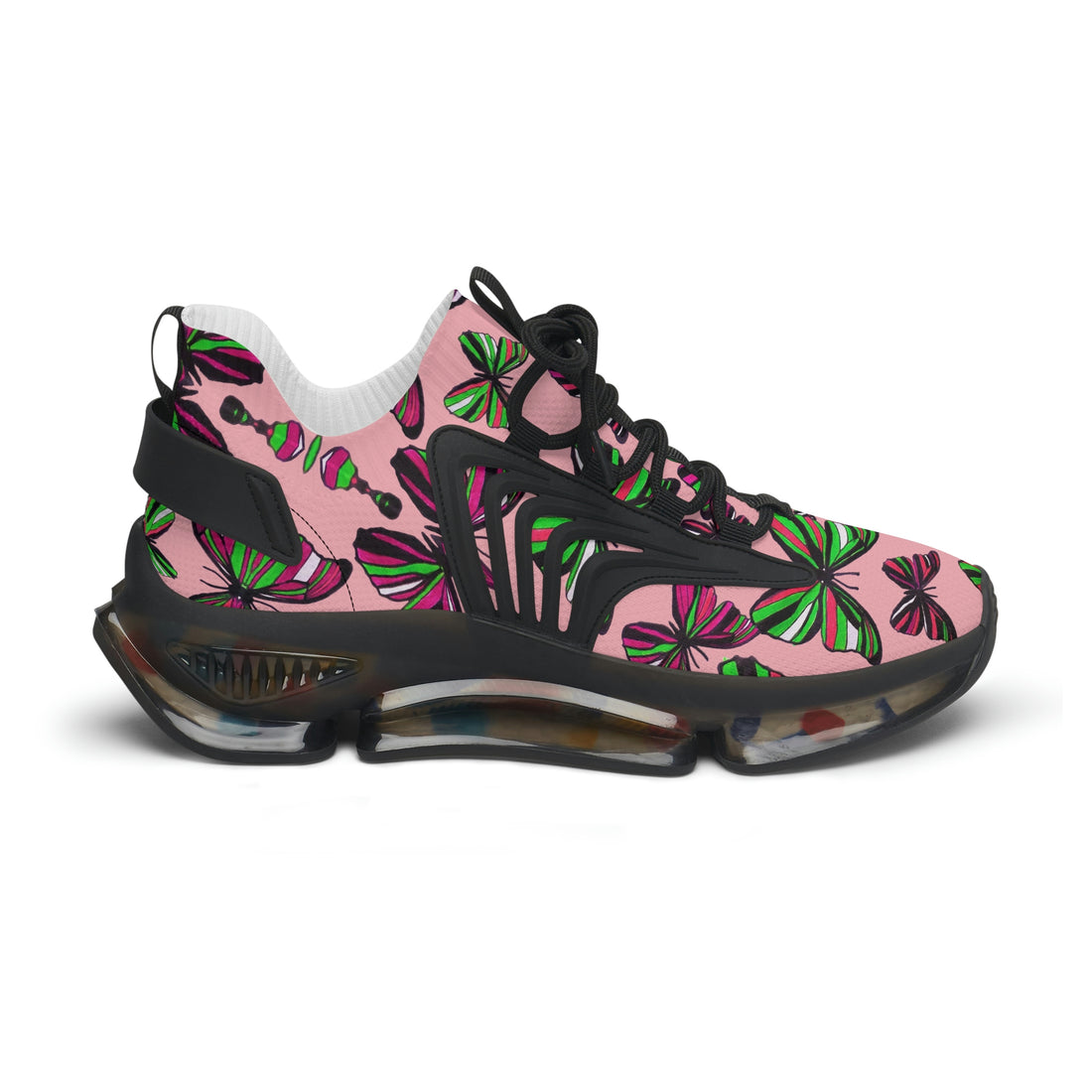 Blush Butterfly Printed OTT Women's Mesh Knit Sneakers