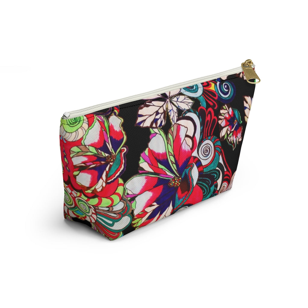 Floral Pop Black Accessory Pouch