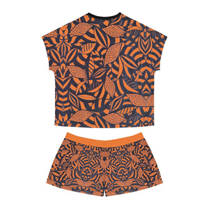 Peach Tropical Minimalist Short Pajama Set (AOP)