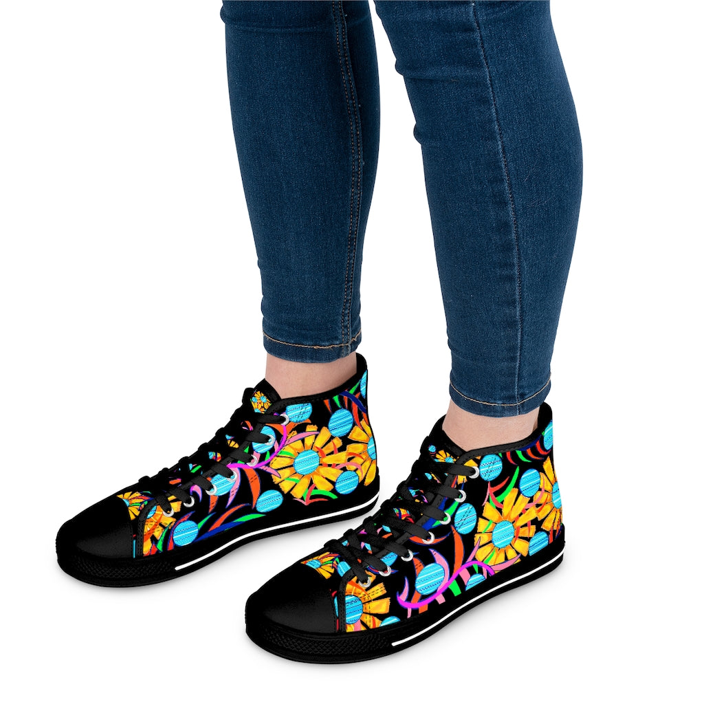 Black Sunflower Women's High Top Sneakers