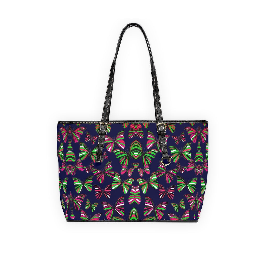 ink blue butterfly tote bag