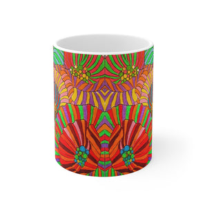 Wild Flower Aqua Ceramic Mug 11oz