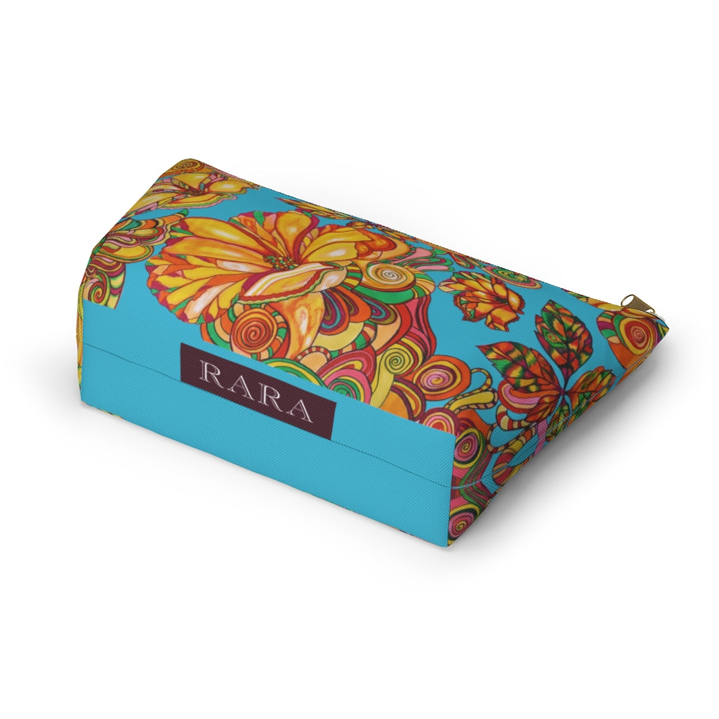 Aqua Artsy Floral Accessory Pouch