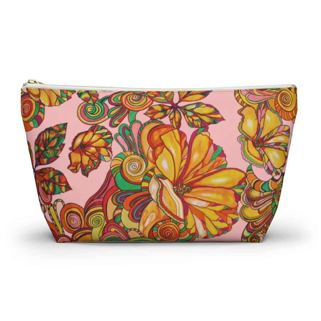 Blush Artsy Floral Accessory Pouch