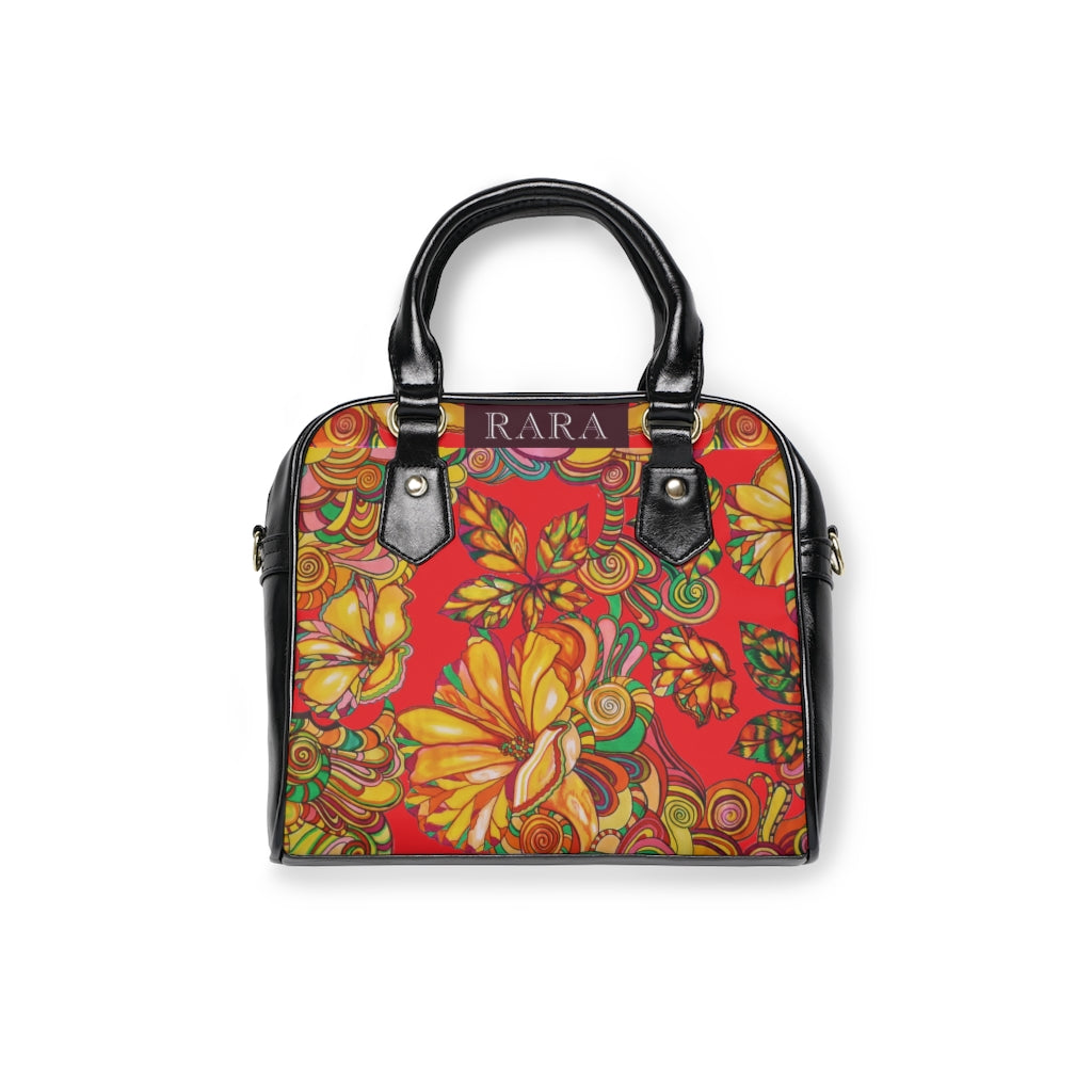 red floral print handbag