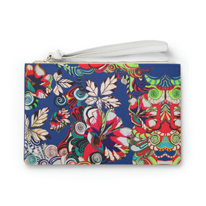 Royal Blue Floral Pop Clutch Bag