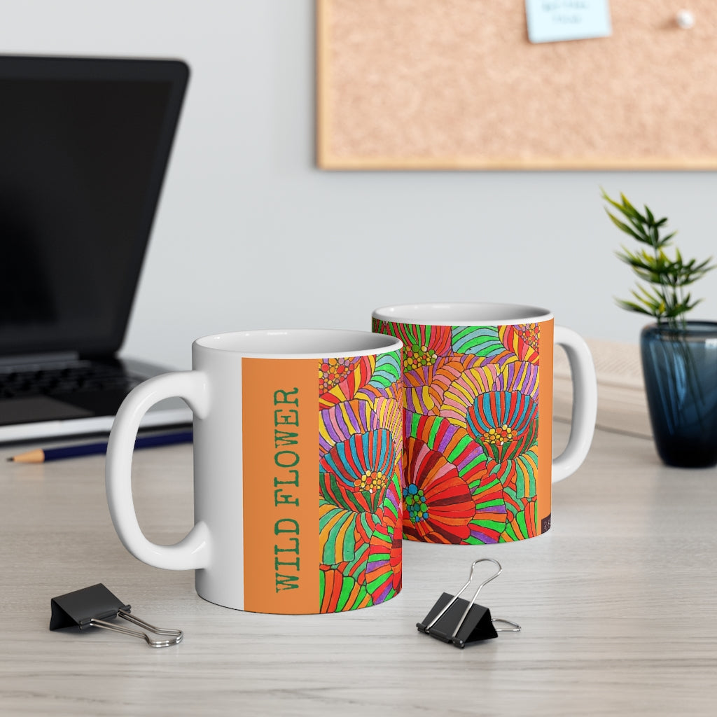 Wild Flower Spiced Orange Ceramic Mug 11oz