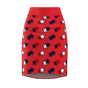AOP Starry Red Pencil Skirt