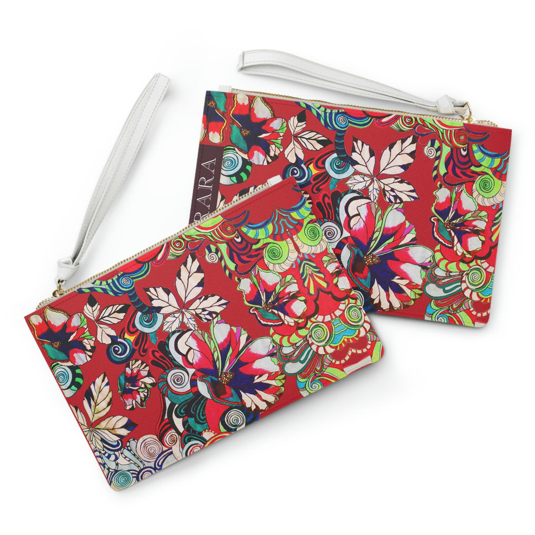 Deep Red Floral Pop Clutch Bag