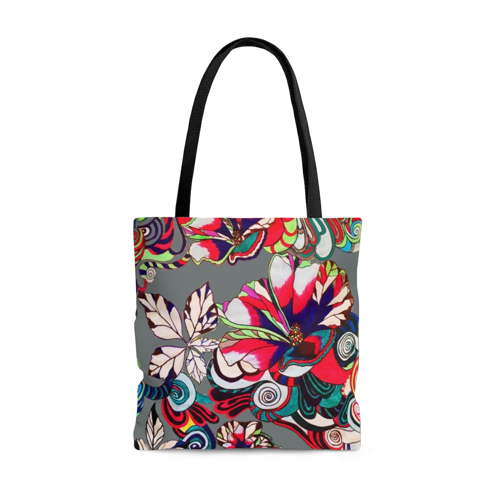 AOP Artsy Floral Pop Ash Tote Bag