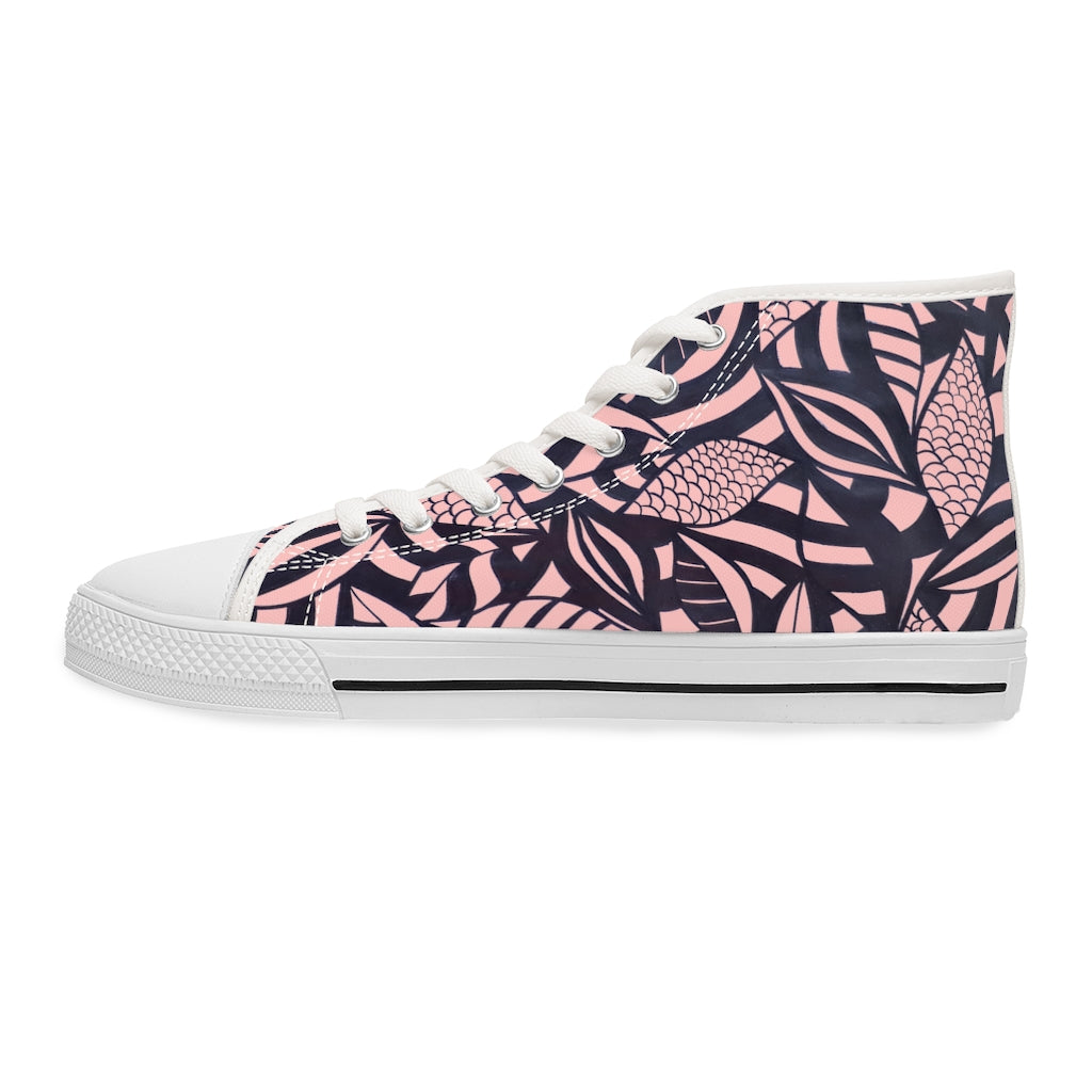 Blush Tropical Minimalist Women's High Top Sneakers