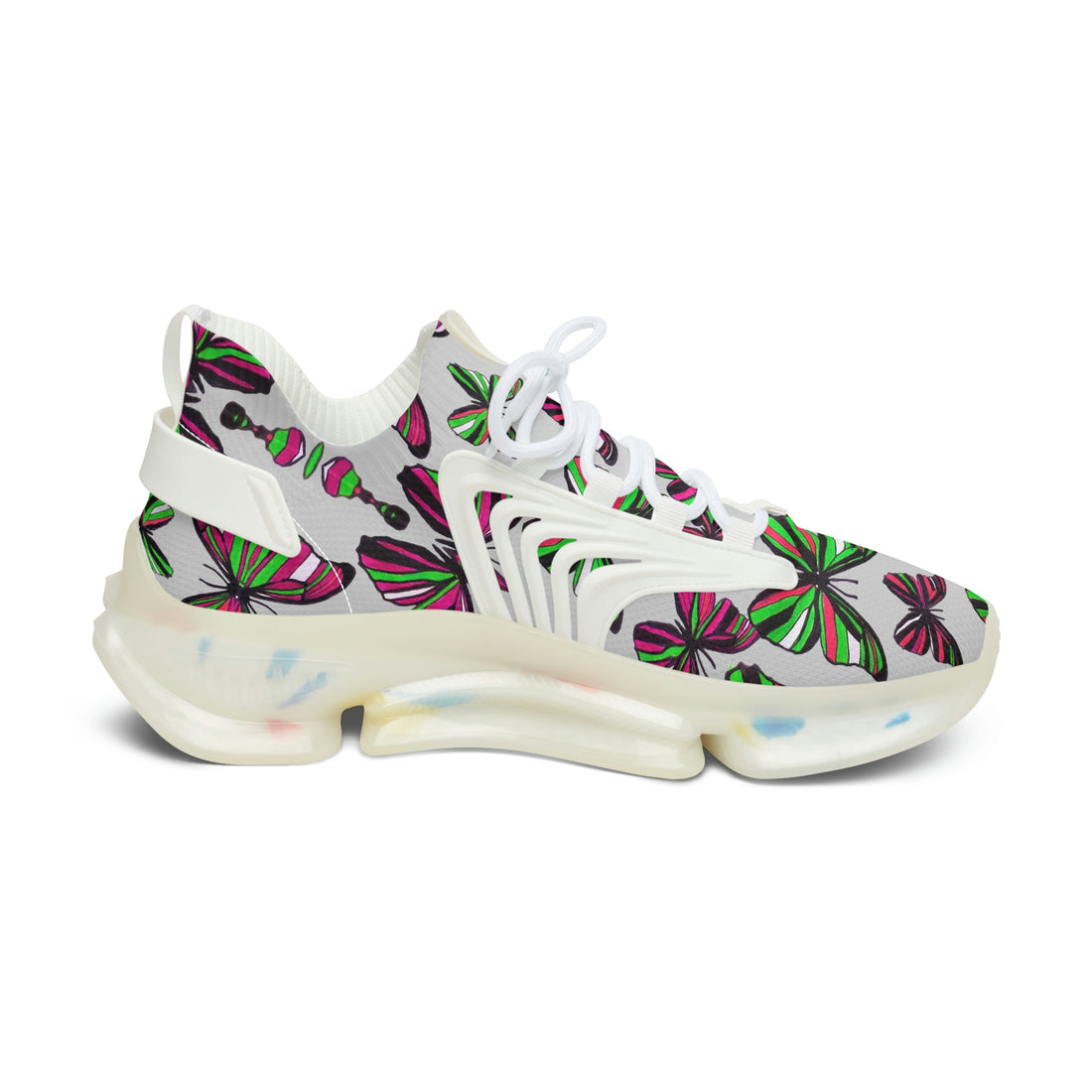 slate butterfly print women's mesh knit sneakers