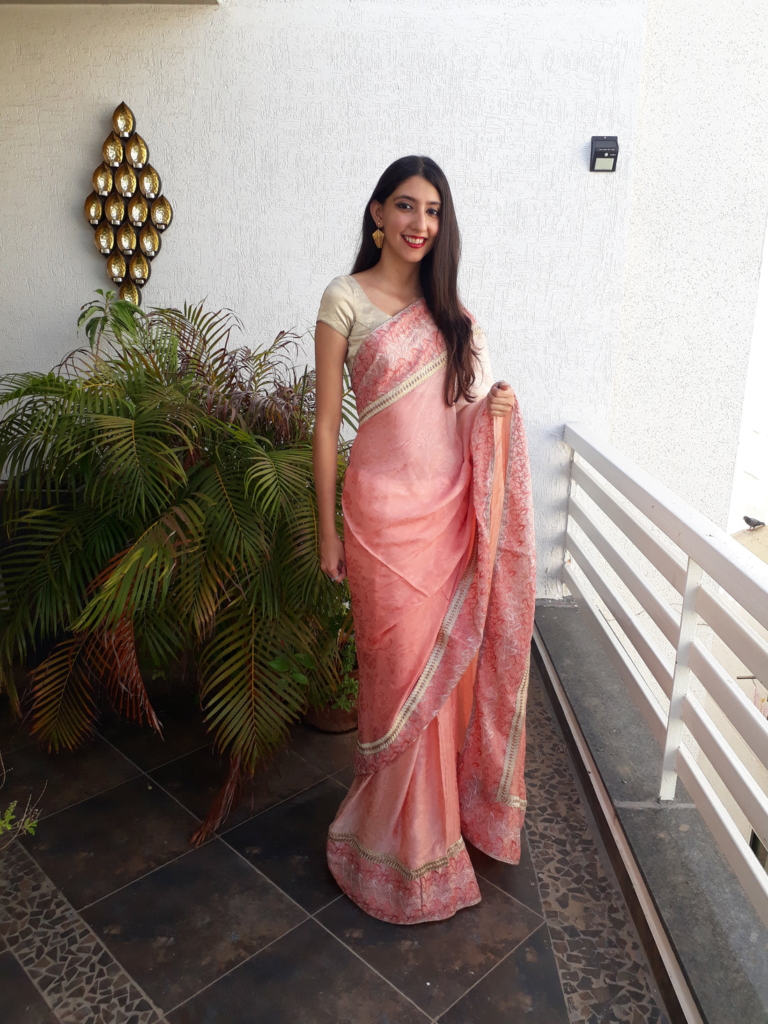 Pink Silk Jacquard saree