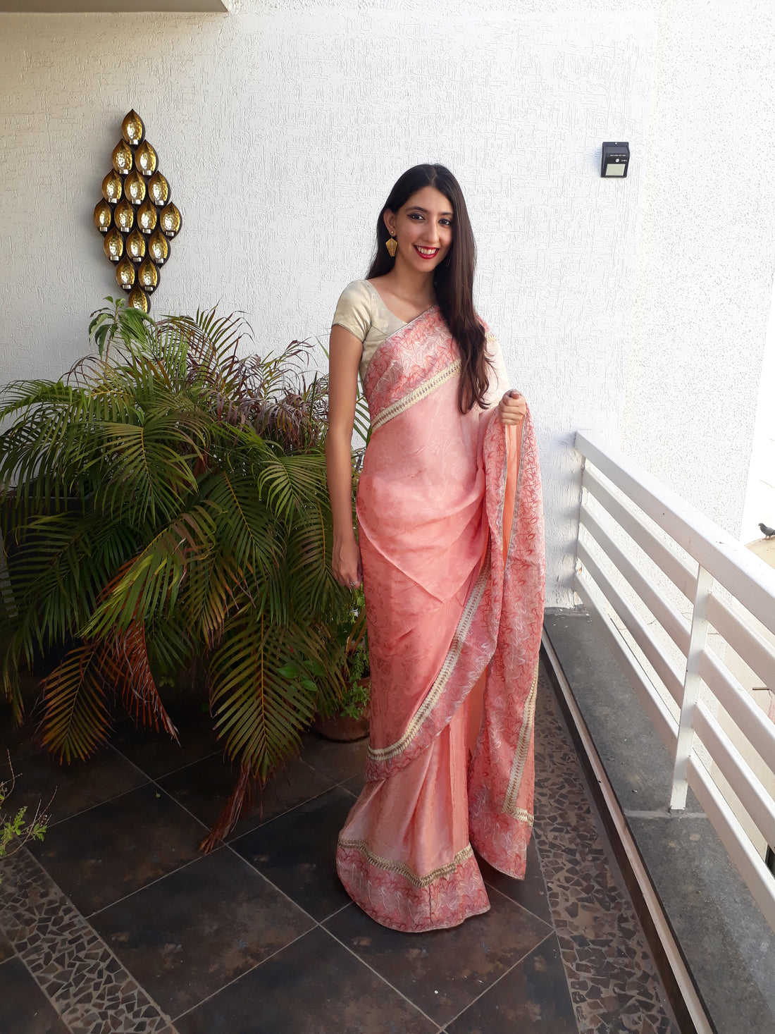 Pink Silk Jacquard saree