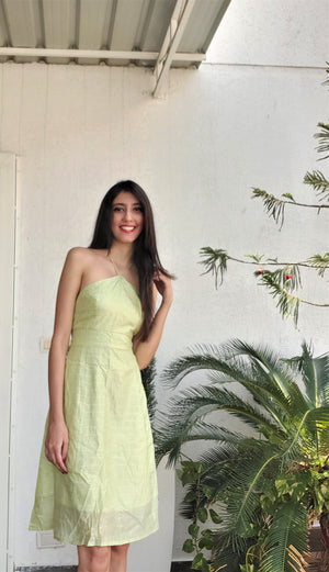 Chanderi halter dress