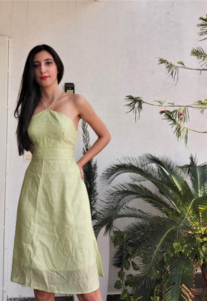 Chanderi halter dress