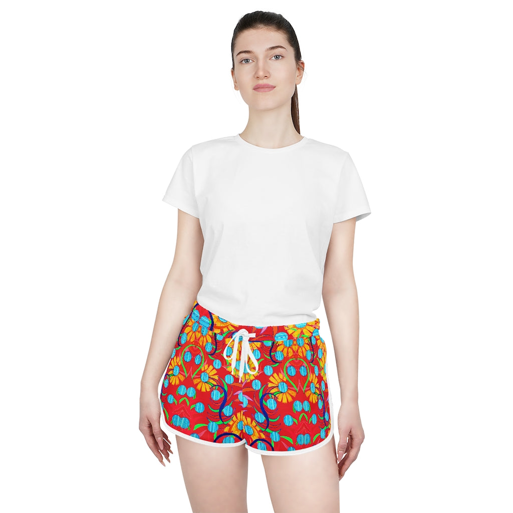 Red Sunflower Relaxed Shorts