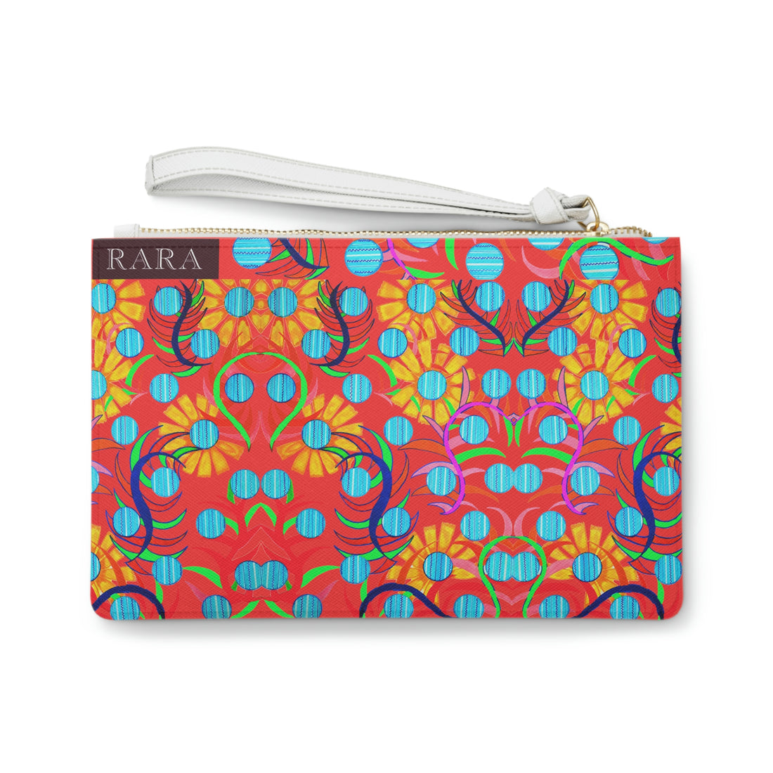 vermillion sunflower print clutch bag