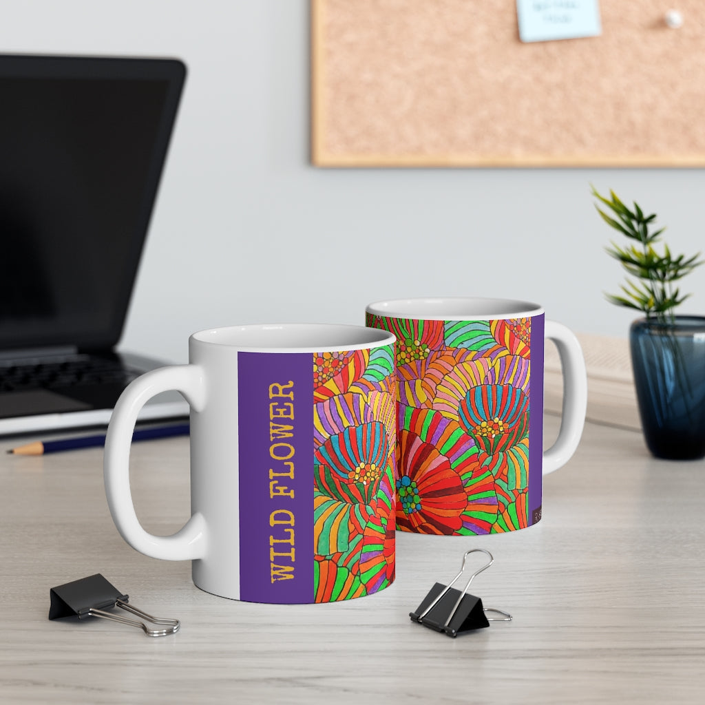 Wild Flower Purple Ceramic Mug 11oz