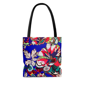 AOP Artsy Floral Pop Electric Blue Tote Bag
