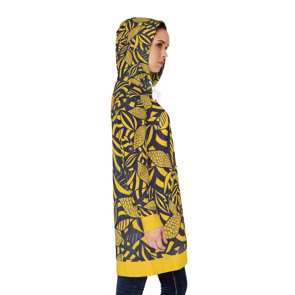 Tropical Minimalist Yellow Hoodie Dress (AOP)