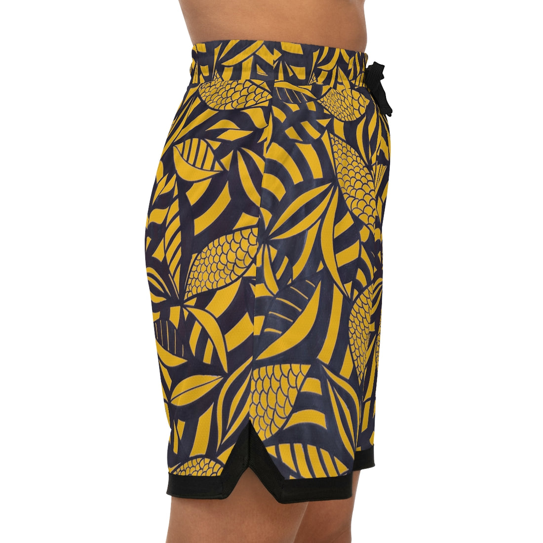 Yellow Tropical Minimalist Basketball Rib Shorts (AOP)