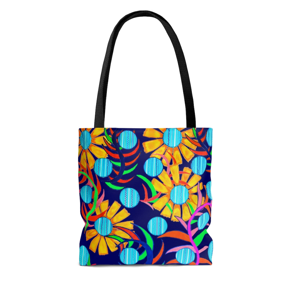 AOP The Sunflower Ink Blue Tote Bag