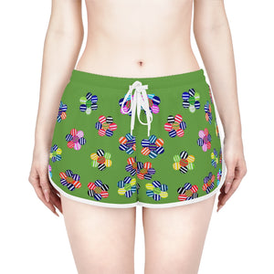 Olive Candy Florals Relaxed Shorts