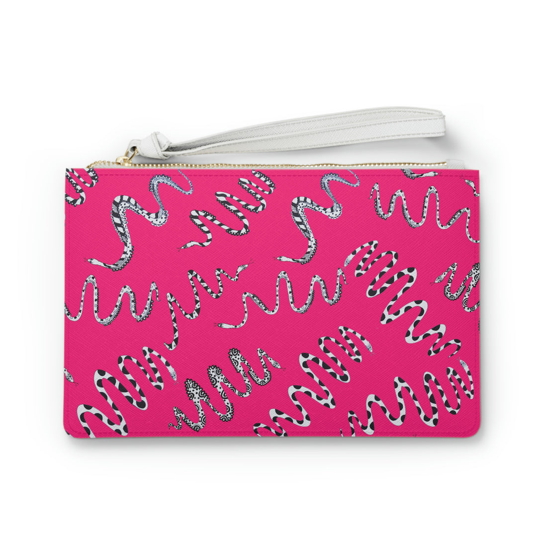 Hot Pink Snake Print Clutch Bag