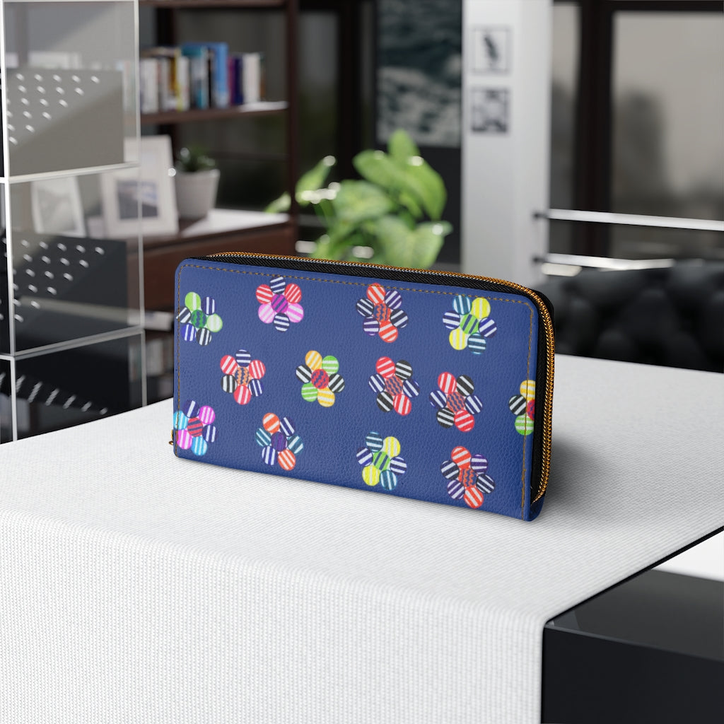 blue floral print clutch wallet