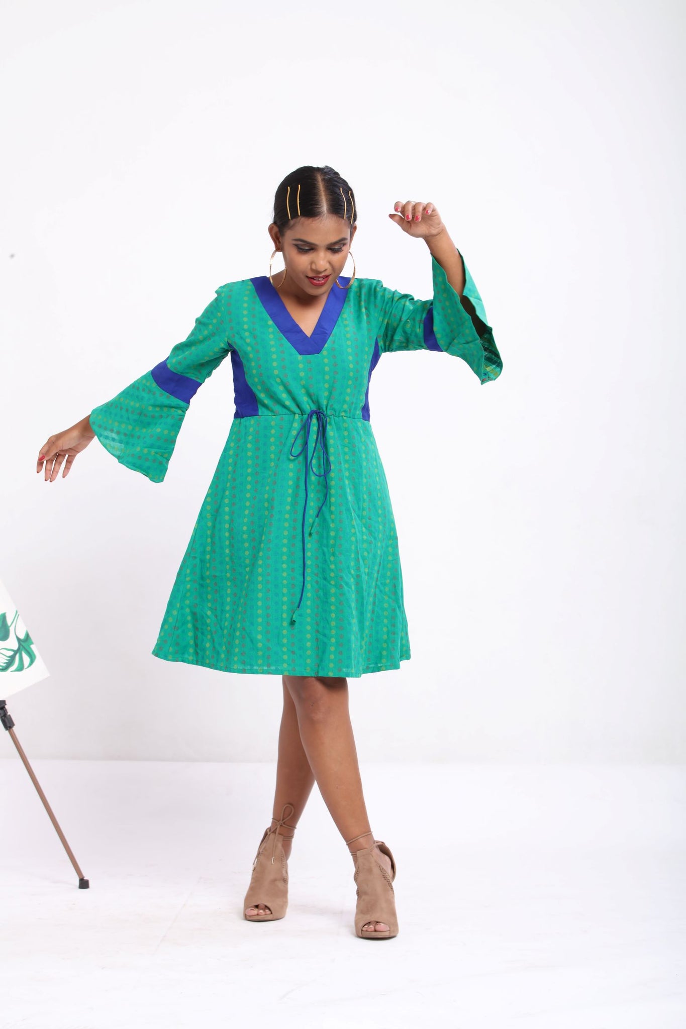 Jacquard cotton polka dress