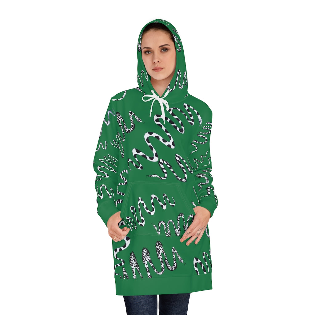 emerald snake print hoodie dress 